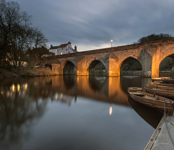 Elvet Bridge, River Wear, Durham, at dusk
